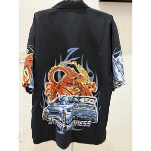 Oscar Misa 4XL Import Madness Dragon Tuner Car Shirt Y2K Button Up Graphic